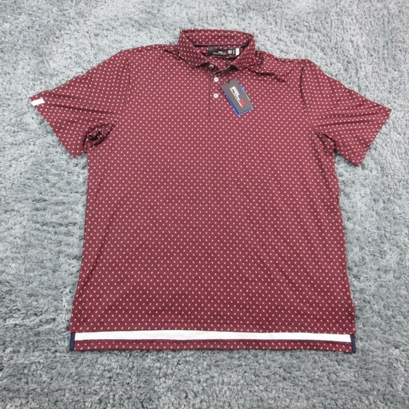 Ralph Lauren RLX Polo Shirt Mens XL Diamond Print Golf Recycled Polyester NWT - Picture 1 of 14
